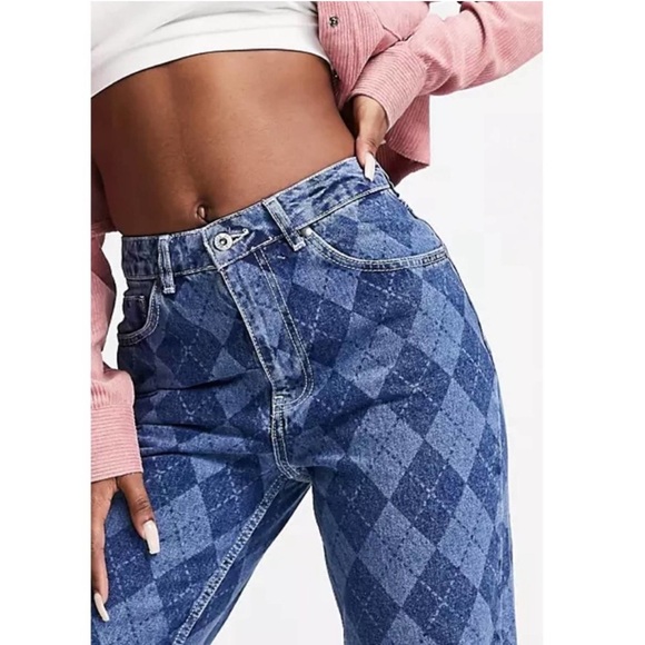 The RAGGED PREIST x Free People Detention Argyle Jeans - Picture 2 of 13